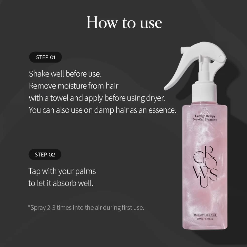 GROWUS Damage Therapy No-Wash Treatment EX 8.45 Fl Oz / 250ml