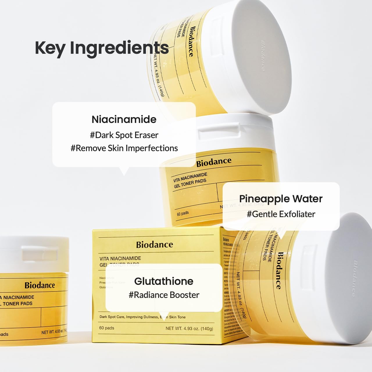 BIODANCE Vita Niacinamide Gel Toner Pad 60pcs