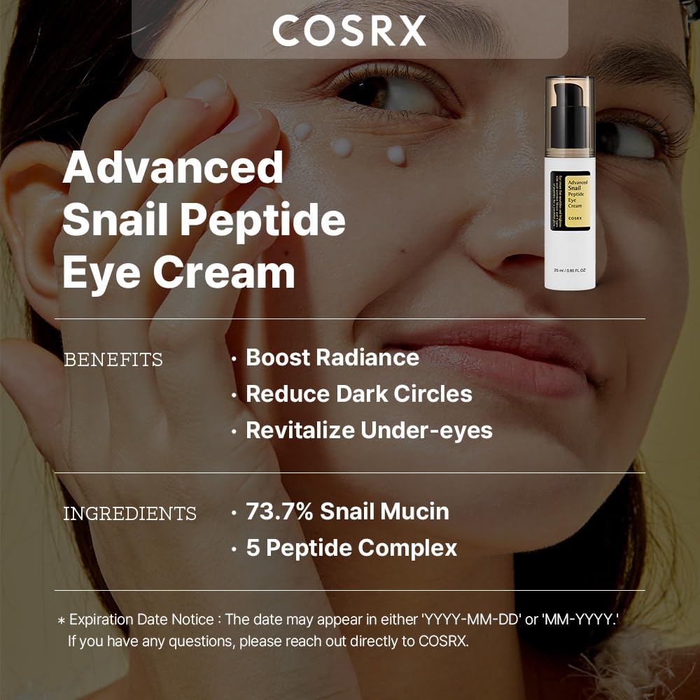 COSRX Snail Peptide Eye Cream with 73.7% Snail Mucin and Niacinamide 25ml