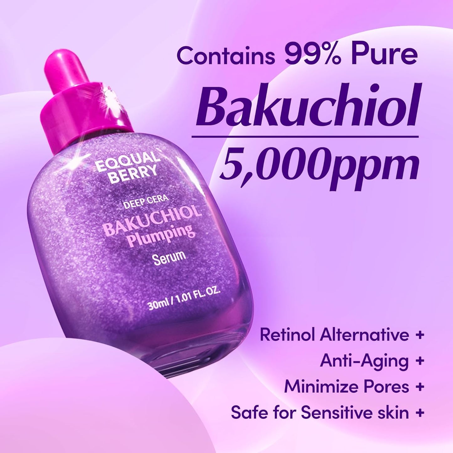 EQQUALBERRY Bakuchiol Plumping Serum 1.01oz / 30ml