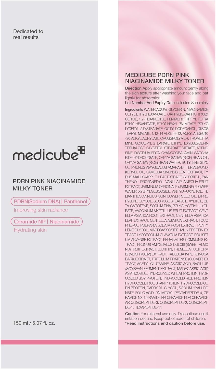 MEDICUBE PDRN Pink Niacinamide Milky Toner 150ml 5.07 fl. Oz.