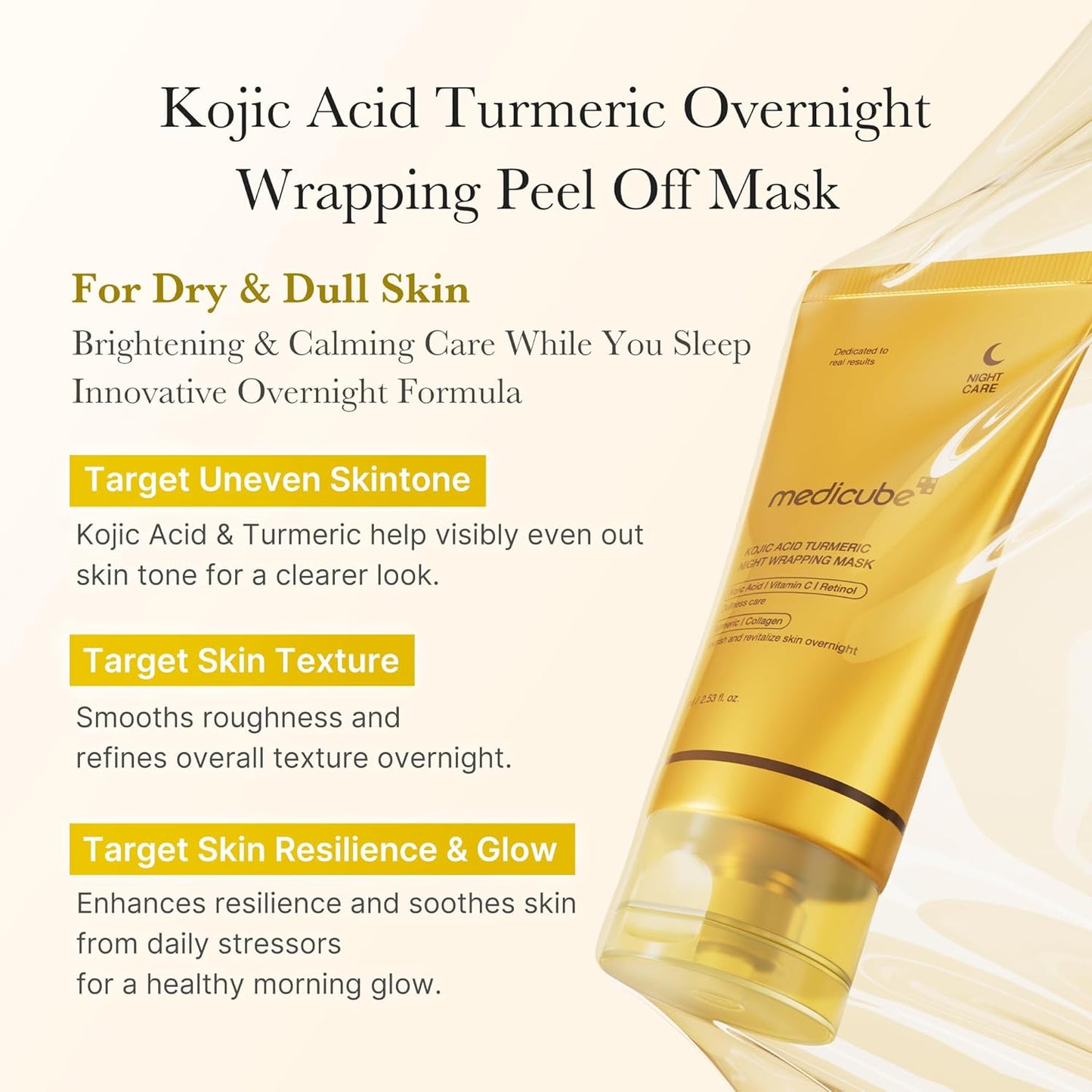 MEDICUBE Kojic Acid Turmeric Overnight Wrapping Peel Off Mask 75ml 2.53 fl. oz.