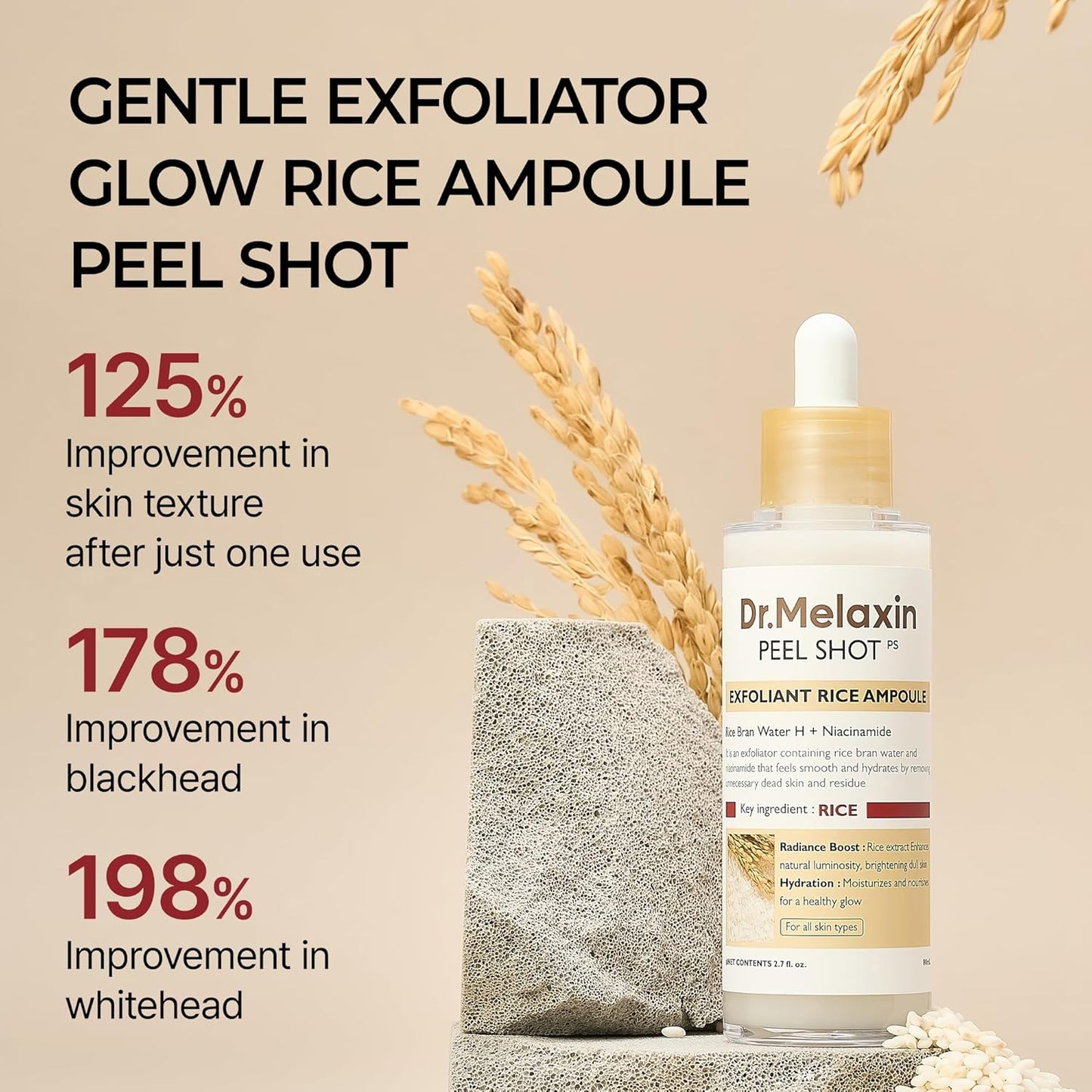 DR MELAXIN Peel Shot Glow White Rice Peeling Ampoule 80ml