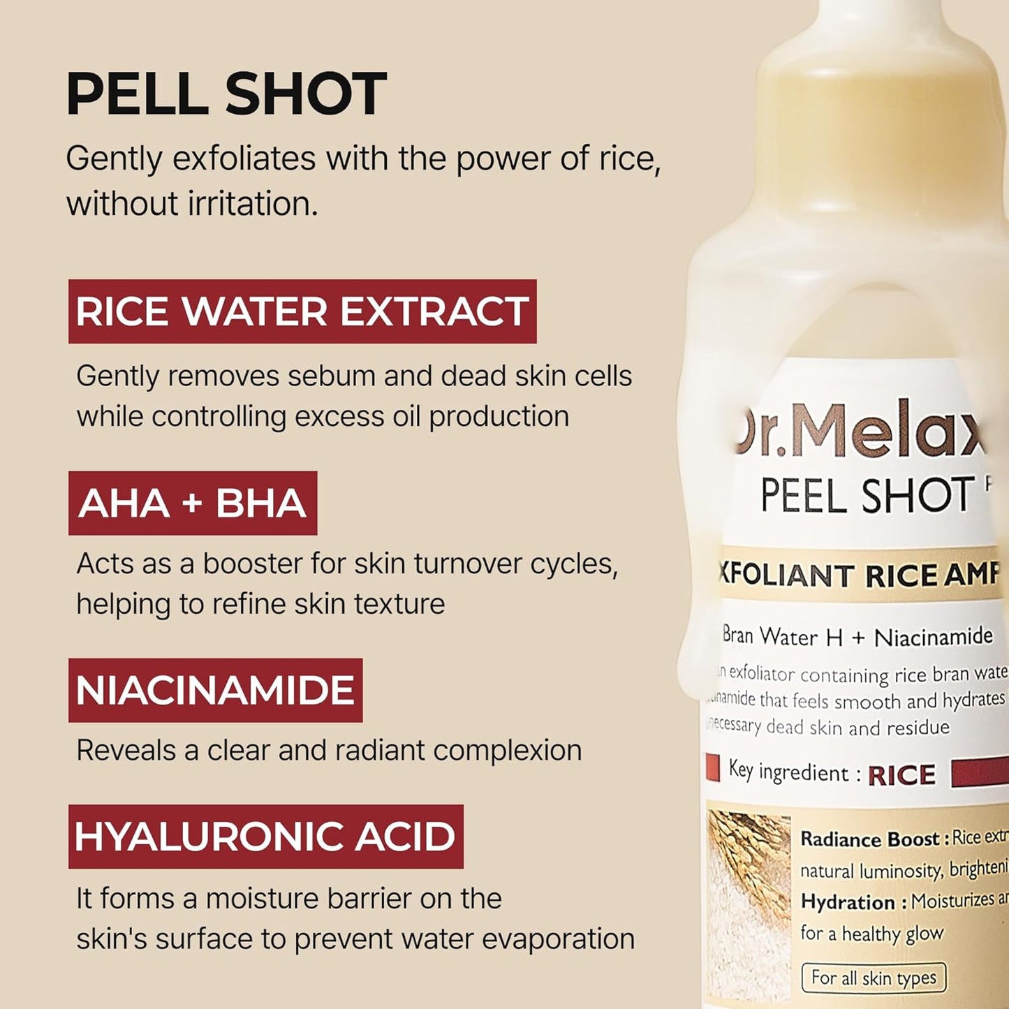 DR MELAXIN Peel Shot Glow White Rice Peeling Ampoule 80ml