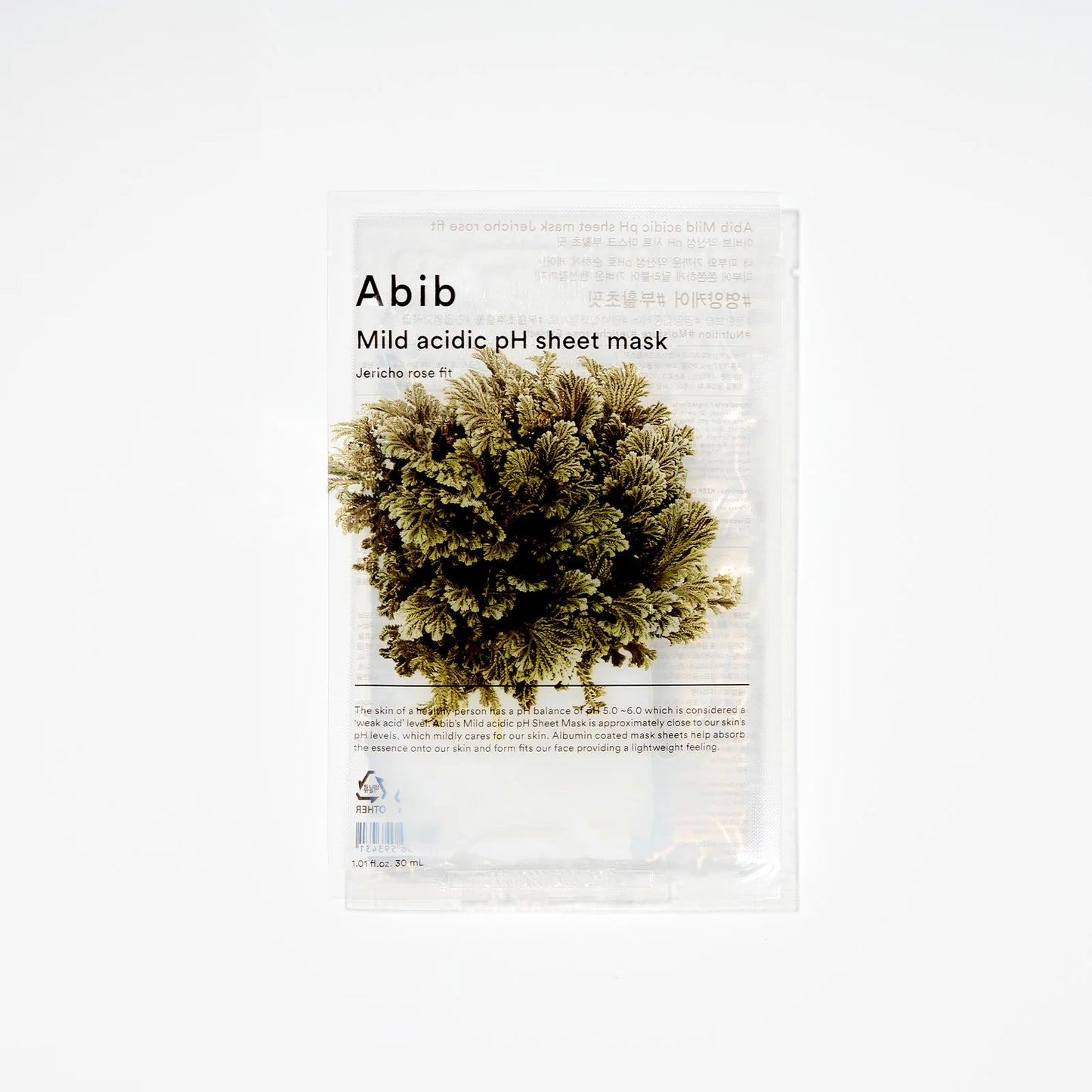 ABIB Mild acidic pH sheet mask Jericho fit 1 Sheet