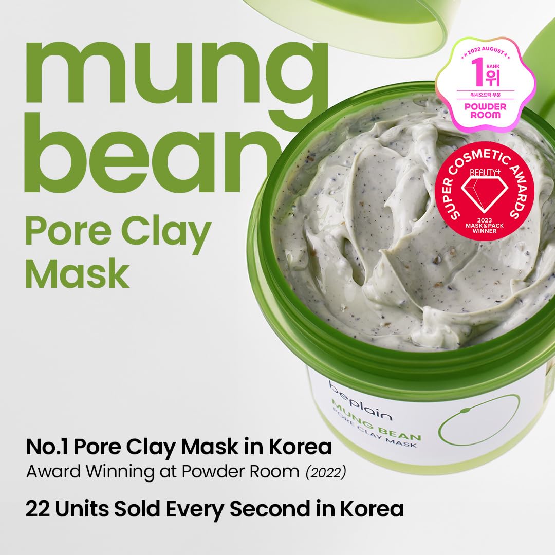 BEPLAIN Mung Bean Pore Clay Mask 4.05 fl oz /120ml  Wash Off Mask for Blackhead