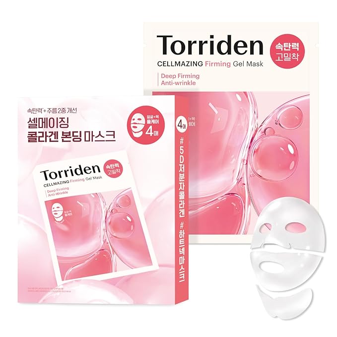 TORRIDEN Cellmazing Low Molecular Collagen Firming Gel Facial & Neck Sheet Mask 4 Sheets