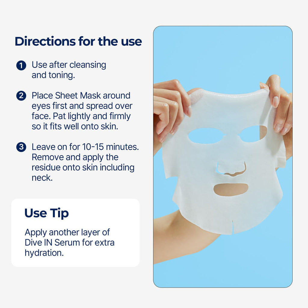 TORRIDEN DIVE-IN Hyaluronic Acid Facial Sheet Mask 10 Sheets