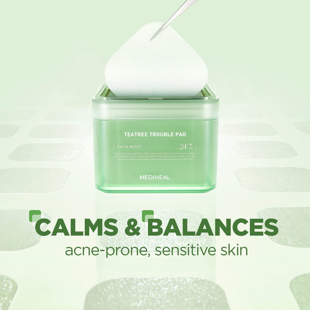 MEDIHEAL Teatree Trouble Toner Pads with Tea Tree & Lactobacillus 100 Pads
