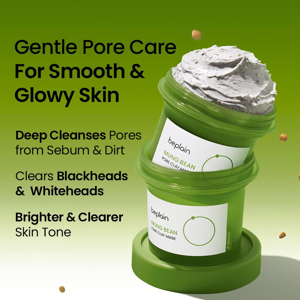 BEPLAIN Mung Bean Pore Clay Mask 4.05 fl oz /120ml  Wash Off Mask for Blackhead