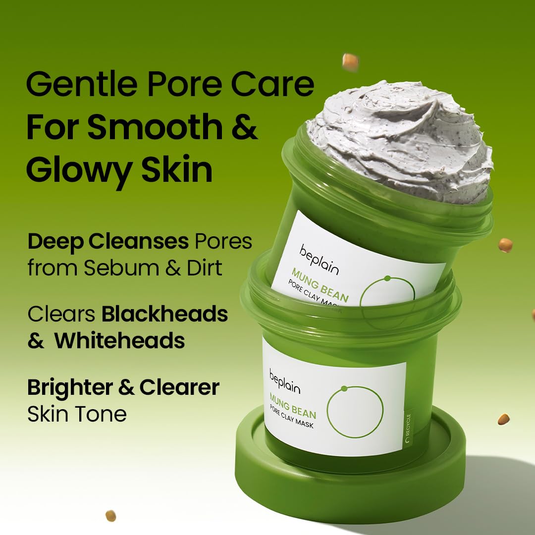 BEPLAIN Mung Bean Pore Clay Mask 4.05 fl oz /120ml  Wash Off Mask for Blackhead