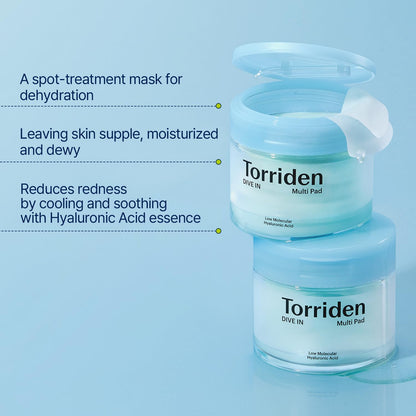 TORRIDEN DIVE-in Vegan Hyaluronic Acid Toner Pads for Face (80 Pads)