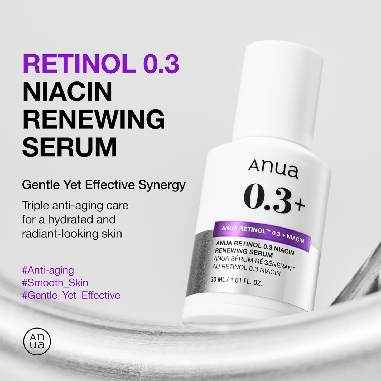 ANUA Retinol Serum 0.3% Retinol, 5% Niacinamide 30ml /1.01 fl.oz.