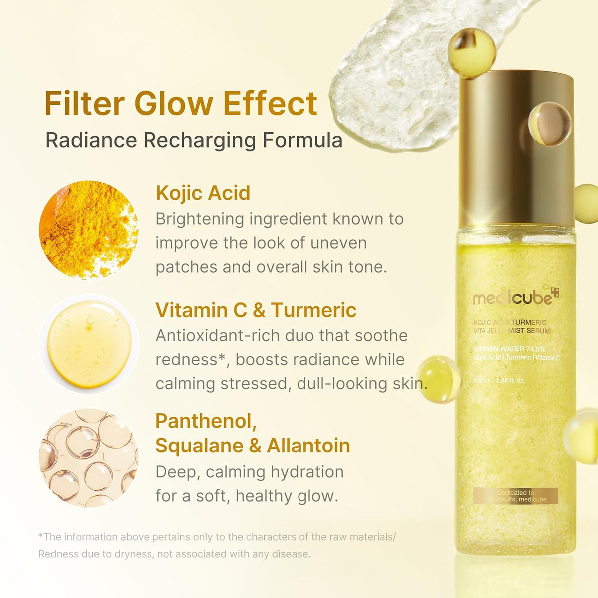 MEDICUBE Kojic Acid Turmeric Vitamin Gold Jelly Mist Serum 100ml 3.38 fl.oz