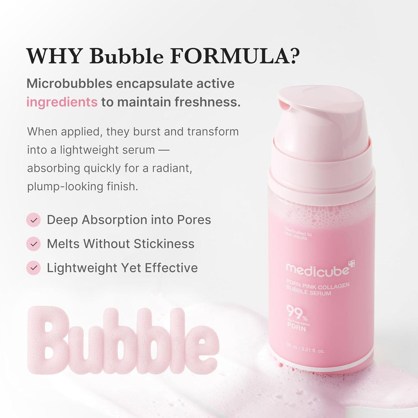 MEDICUBE PDRN Pink Collagen Bubble Serum 95ml 3.21 fl.oz