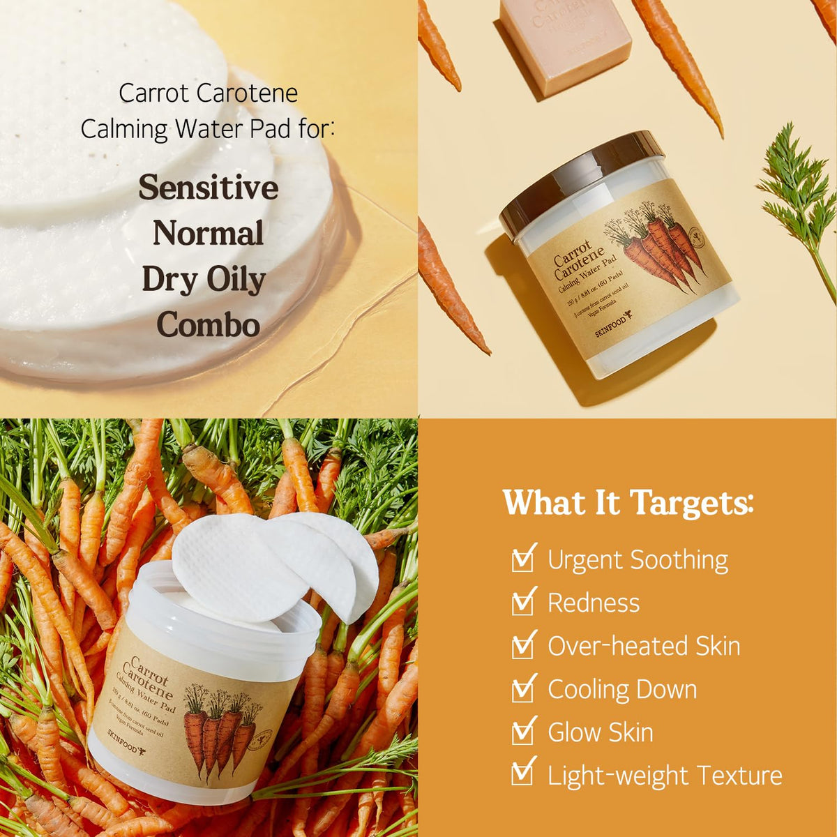 SKINFOOD Carrot Carotene Calming Water Pad 250g/60 sheets