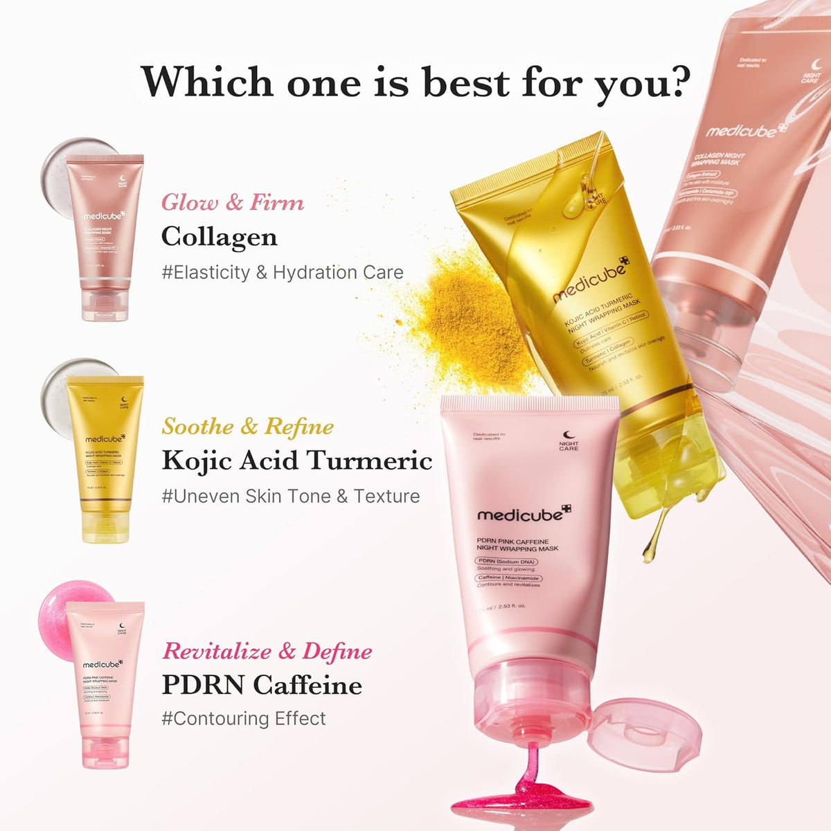 MEDICUBE PDRN Pink Caffeine Night Wrapping Mask 2.53 fl.oz 75ml