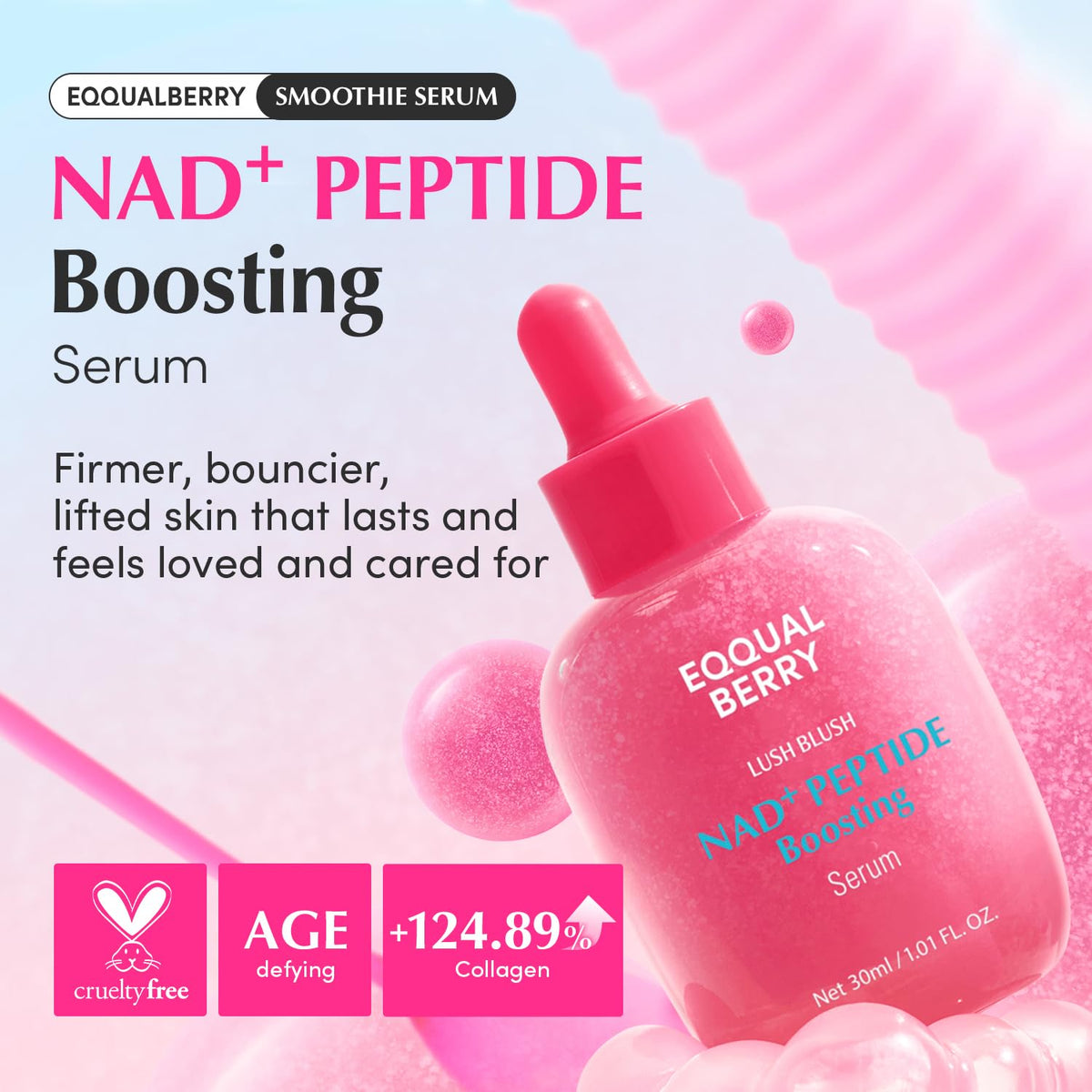 EQQUALBERRY NAD+ Peptide Boosting Smoothie Serum 1.01oz 30ml
