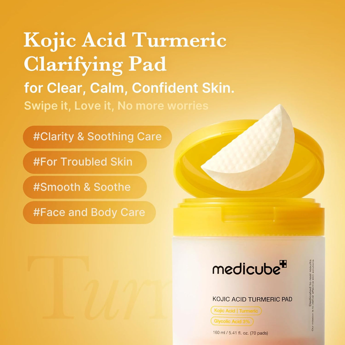 MEDICUBE  Kojic Acid Turmeric Clarifying Toner Pad 70 Pads