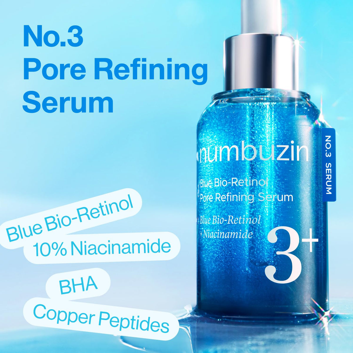 NUMBUZIN No.3 retinol Serum Blue Bio-Retinol Pore Refining Serum 30ml 1.01 fl.0z