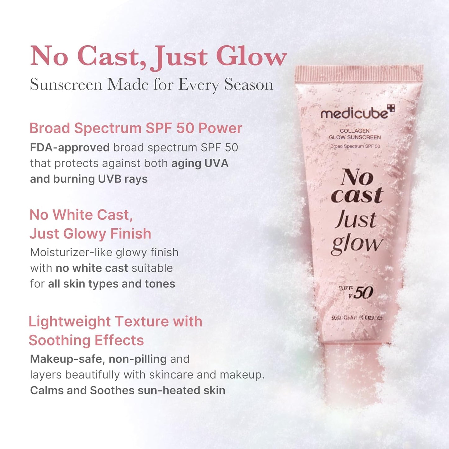 MEDICUBE No Cast Just Glow Collagen Sunscreen SPF 50 50ml 1.69 fl. oz.