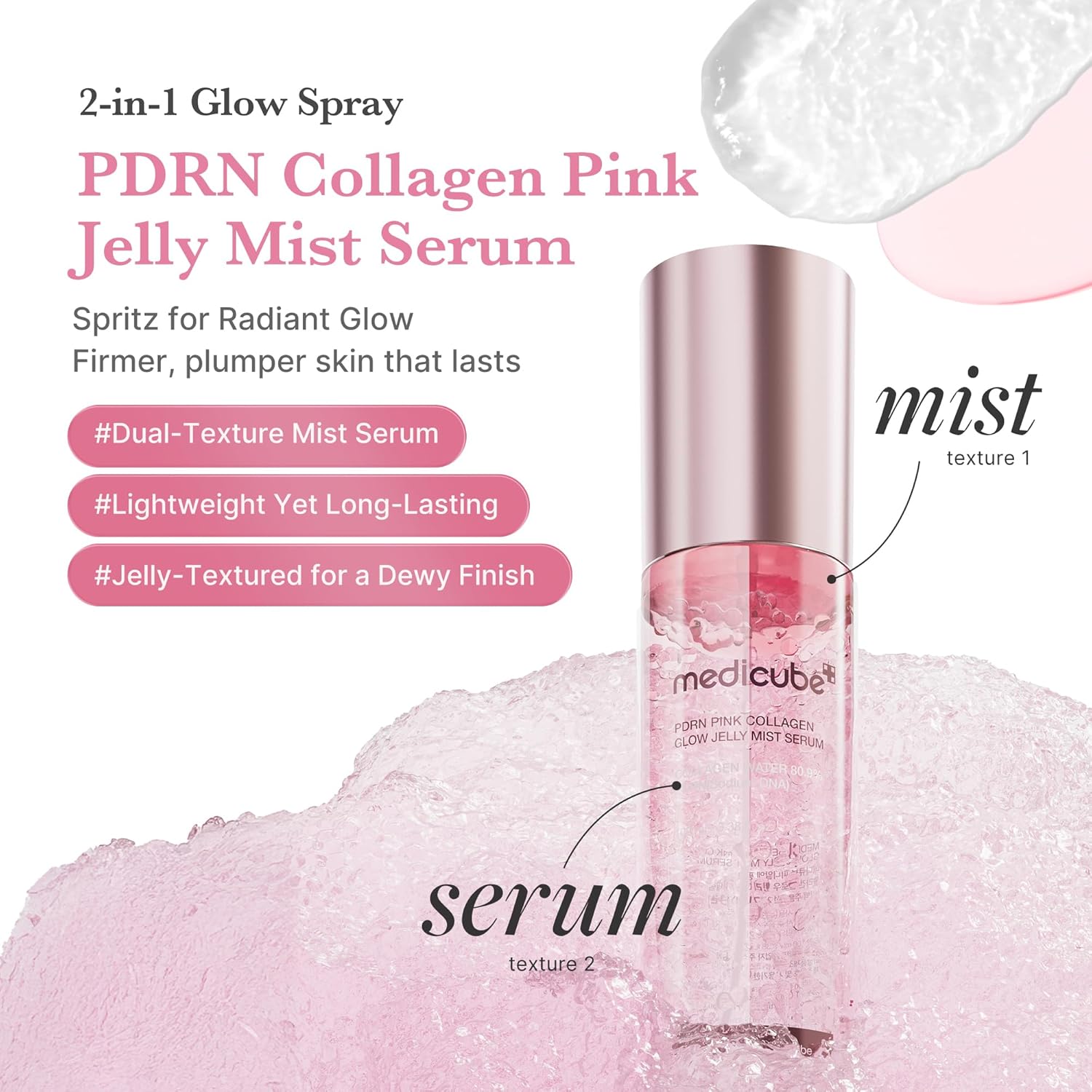 MEDICUBE PDRN Pink Collagen Glow Jelly Mist Serum 100ml 3.38 fl. oz