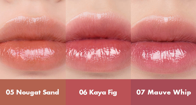 Romand Rom&and Lip balm glasting lip gloss nougat sand kaya fig mauve whip
