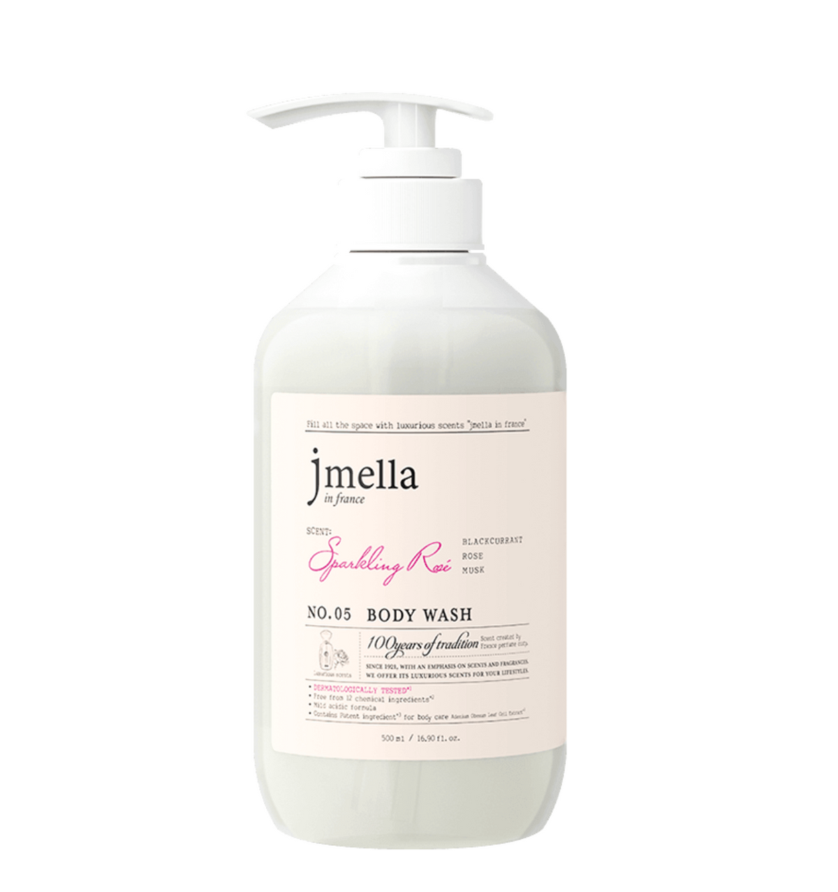 JMELLA In France Perfume Body Wash Sparkling Rose Scent 500ml 16.9 fl.oz.